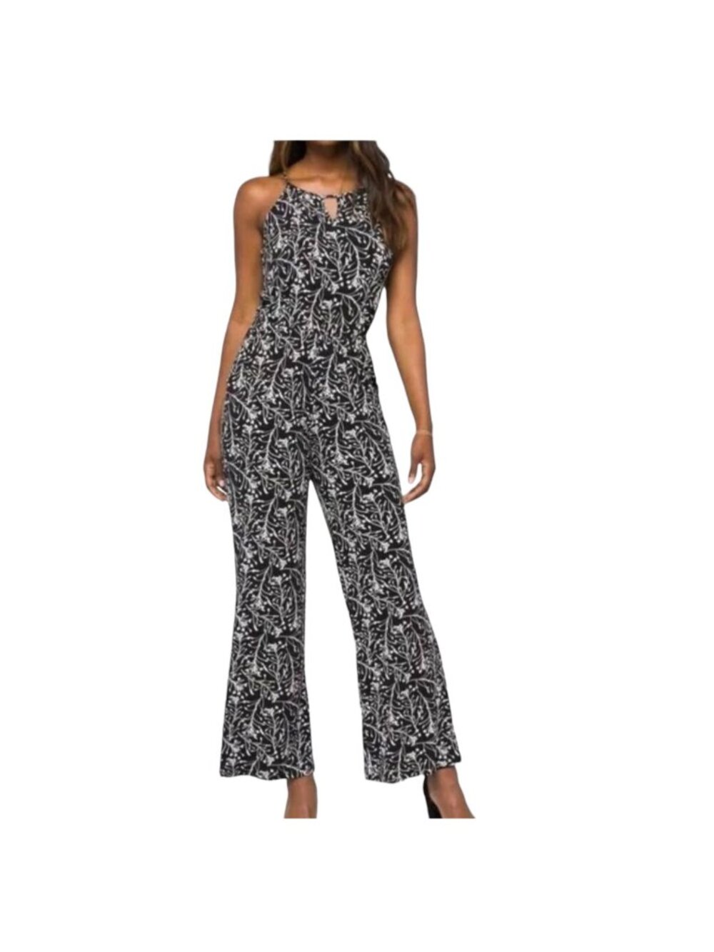 41 Hawthorn Floral Print Jersey Jumpsuit Black White Size Small Petite NWT